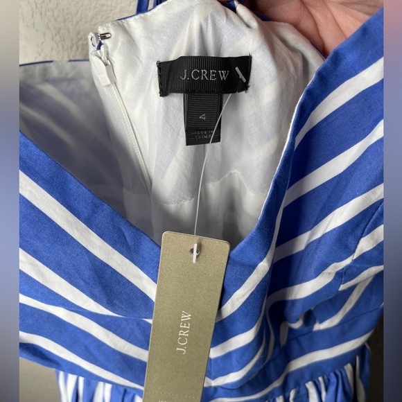 NWT J. Crew Long Drapey Spaghetti Strap Maxi Dress Blue & White Stripe Size 4 - Picture 7 of 14